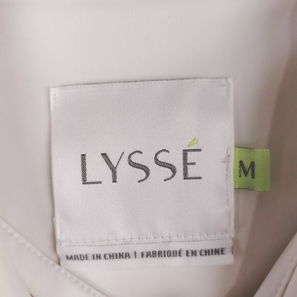 Lysse Shirt Women Medium White Schiffer Button Up Stretch Business Tunic Top EUC - Picture 8 of 15